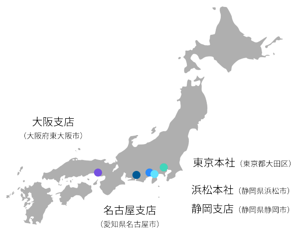 デコラテックジャパン　全国に事業所展開する拠点地図・イメージ